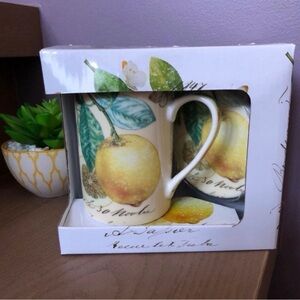 Lemon Cup Mug Coaster Gift Set Kent Pottery